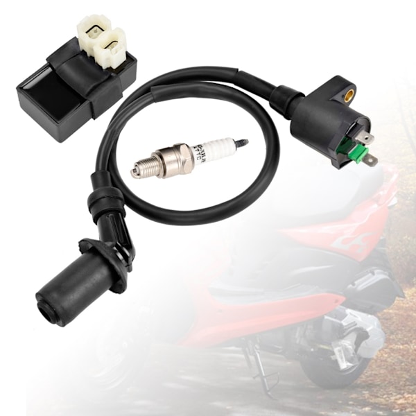 Motorcykel Tändningssats CDI Tändstift Tändspole Kit För GY6 50-150CC
