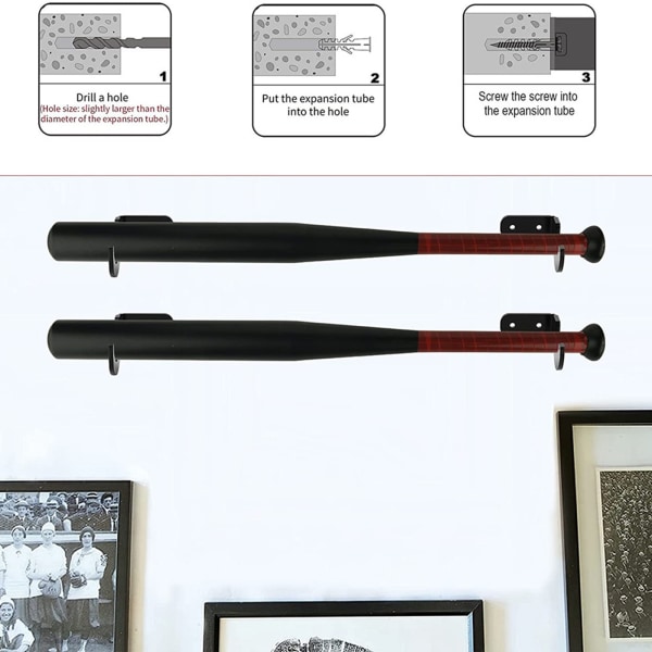 2 par akryl basebollträ väggfäste hållare för minnen och samlarobjekt Skydda din fladdermus från att repa Black