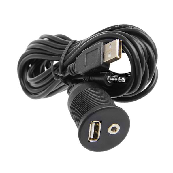USB 3,5 mm 1/8 Aux-förlängningskabel Kabelmonteringspanel Bilbåt Dash Flush Mount Three piece set