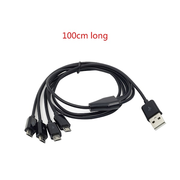 4-i-1 USB hane till Micro USB hane Laddningskabel Micro USB splitterkabel Totalt 1 meter lång 75 cm huvudledning 25 cm grenledning Black