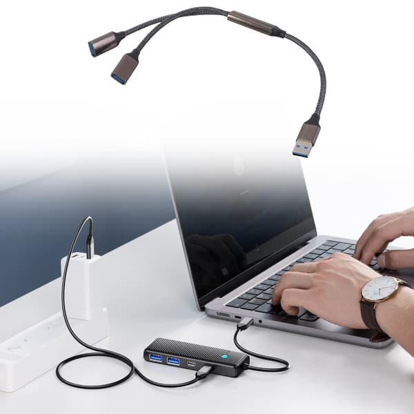 USB3.0 Y-splitterkabel til samtidig tilslutning af flere USB-enheder