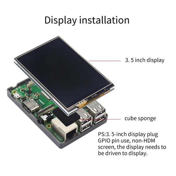 Case för RaspberryPi 3B Plus 3,5 tum TFT LCD (Tillval) GPIO Display ABS Case för Raspberry Pi 3B 3B+ null - Housing and Cooling 