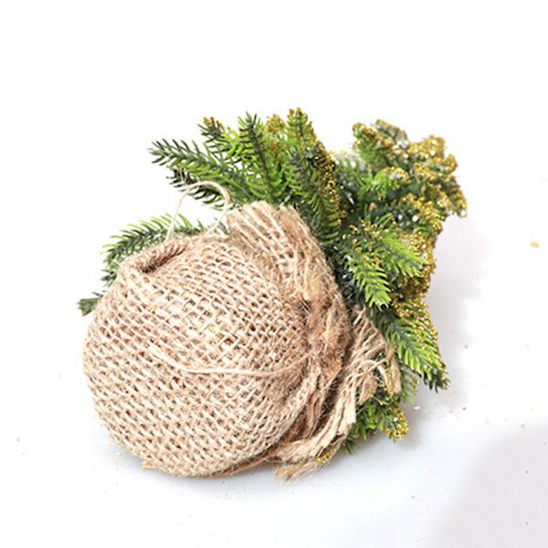 Desktop Miniatyr Snow Pine Tree Mini Julgranar Burlap Base Bord Dekor White
