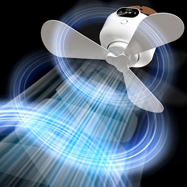 3-trins loftventilator med LED-lys, bærbar hængeventilator til soveværelse