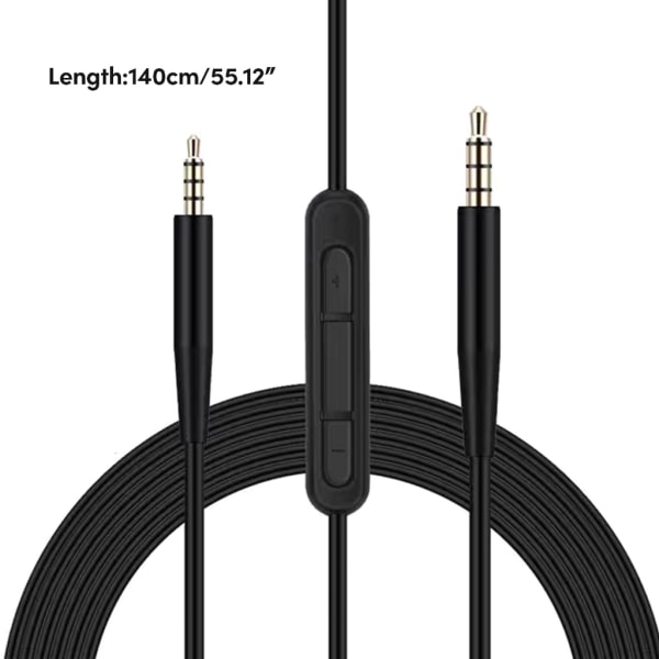 Universal headsetkabel med mikrofon och volymkontroll för QC35 hörlurskabel Sömlös anslutning för hörlurar