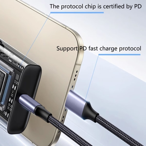 USB-C-kabel för telefon 15/15 Plus/15Pro/15ProMax Mobiltelefon Tablet PD 60W Snabbladdning Nylon flätad typ C-kabel 3m