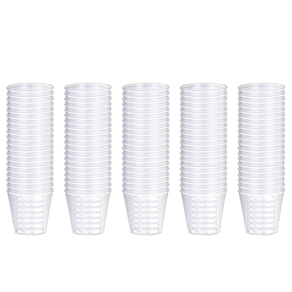 100x Återanvändbara Plastshotglas 30ml Shotmuggar för Fest Klara Shotmuggar Starka Hållbara Muggar för Banketter Fest