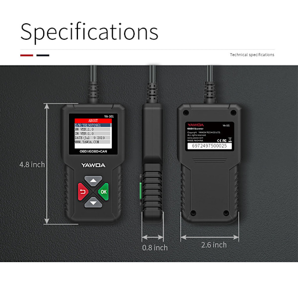 OBD2 Automatisk Diagnostisk Scanner Bilkodläsare för Läsa & Radera Felkoder