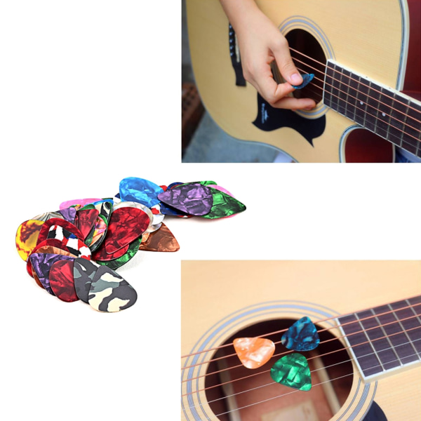 50x/ set celluloidgitarrplockar Triangelgitarrplockar 0,7 mm gitarrplockar Varma gitarrtillbehör för gitarrspelare