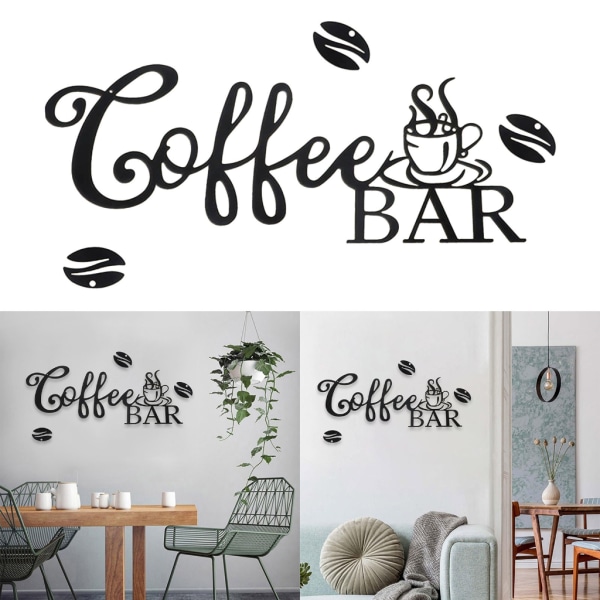 Metall Coffee-Bar skylt Väggskulptur Ordet Bokstavsskylt Hängande väggdekoration för Farmhouse Kök Restaurang Party