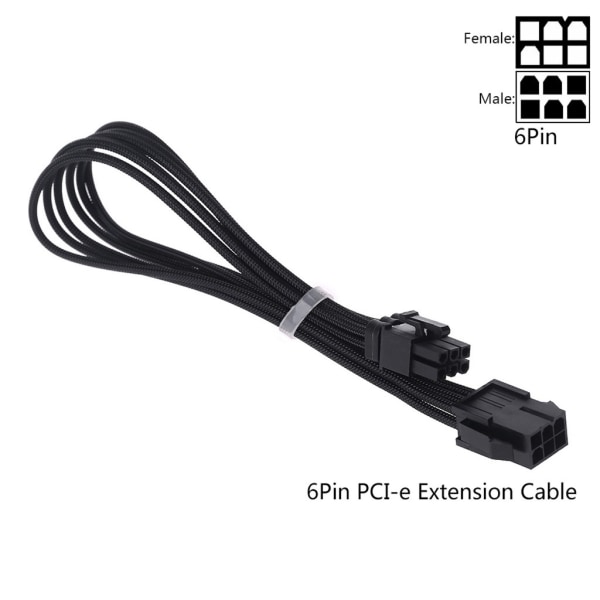 Sleeve Extension Power Supply Kabel 24-stift A TX/EPS/8-stift PCI-E GPU/8-stift CPU/6-stift PCIE/4-stift CPU-kabel med kammar 18AWG Black 6PIN