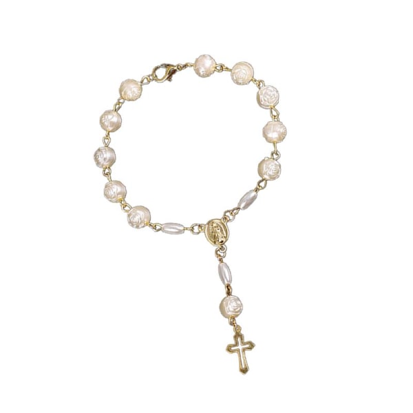 Rosenkrans pärlor katolska för kvinnor Rosenkrans armband för kors berlocker religiösa hängslen Gold