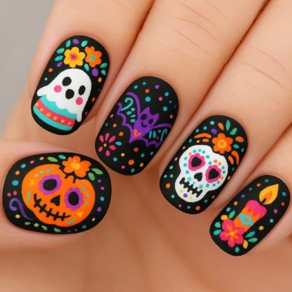 Græskar Flagermus Kranie Sæt til Halloween Kostume Manicure Styling