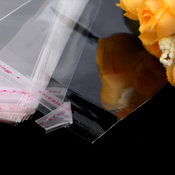 100 st klar plast OPP-påsar Självhäftande förseglingspåse Transparent presentförpackningspåsar Vattentäta förpackningspåsar Hållbar
