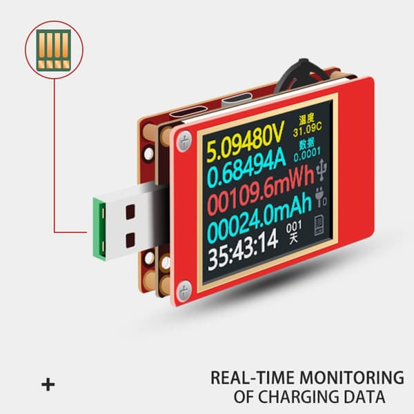 KT002 Bærbar USB3.0 Hurtigladingstester Digital Voltmeter Amperemeter Strøm