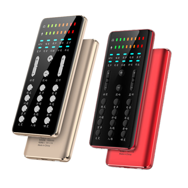 Bluetooth-kompatibelt ljudkort Röstväxlare Multi Effect Board Mic Extern USB Live ljudkortsmixer för mobiltelefon Gold