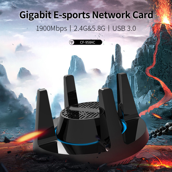 AC1900Mbps Dual Band WiFi-nätverksadapter 5Ghz 1300Mbps + 2,4Ghz 600Mbps Gigabit Wi-Fi USB trådlöst kort för spel