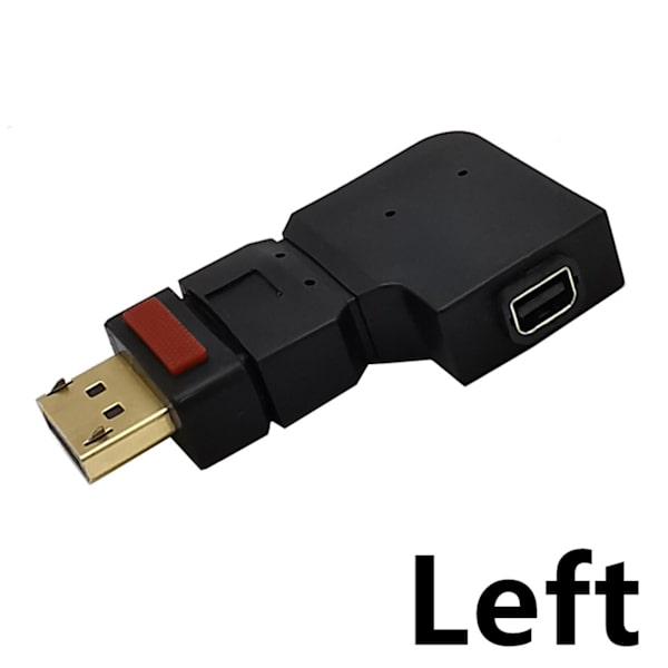 90 graders DisplayPort till Mini DisplayPort videokabeladapter DP hane till mini DP hona UPP/NER/VÄNSTER/HÖGER Vinklad Svart Right bend