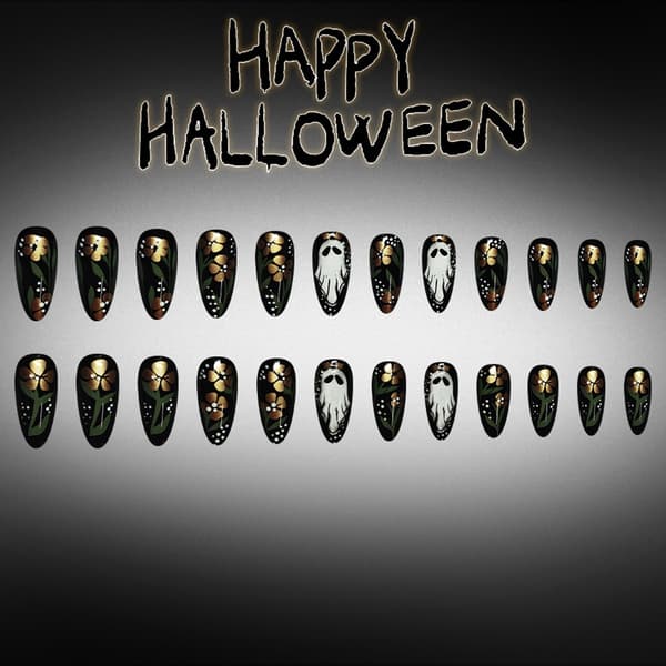 Halloween Mandelformede Press-On Manicure Neglesæt til Ferielooks