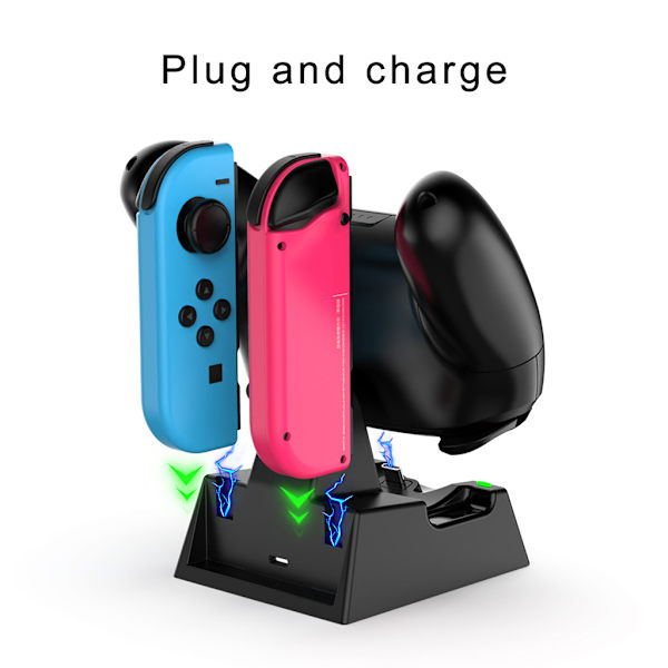 Laddningsdocka för Switch/Lite/Joy-Con/ PRO Compact Charger Stand Station med LED-indikator och typ C laddningskabel