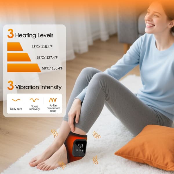 Bærbare varme ankelmassageapparater 3 tilstande Vibrationsterapi til muskelrestitution Black Single pack