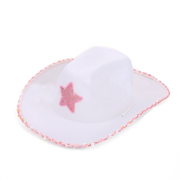 Mode Cowgirl-hatt med glitterstjärna för utklädning Western Accessoarer Fedora- cap med justerbart rep