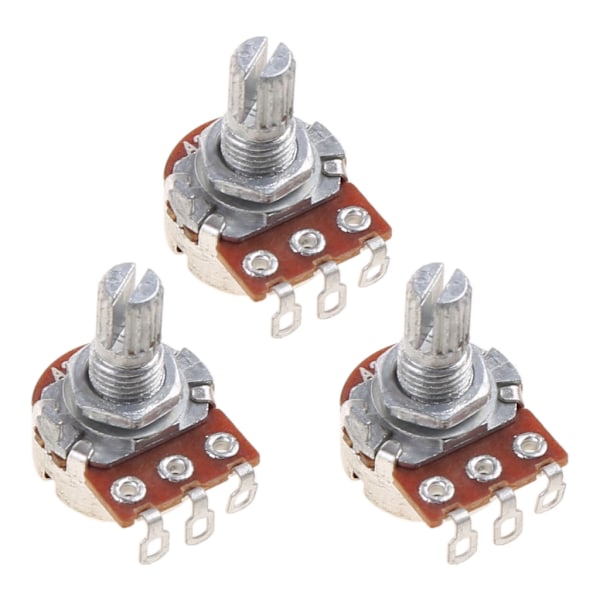 3 stk. A250k Potentiometer Riflet Pot Elguitar Bas Effekt Forstærker Tone Lydstyrke