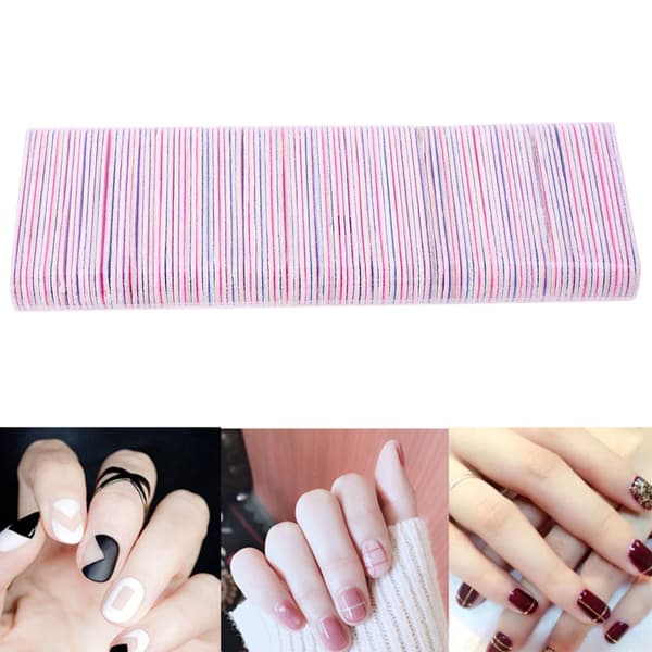 100 st Nagelkonst Manikyr 2 Sidor Buffning Sandpapper Nagelfilar Nagelbuffer Verktyg Glans