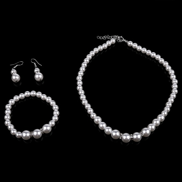 3 st Utsökt pärlarmband Halsband Örhängen Set Modepärlsmycken Matchande presenter till födelsedag Mors dag