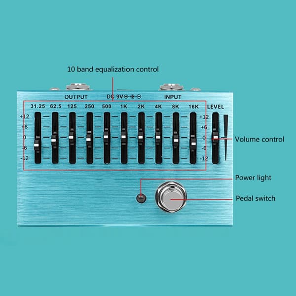 Liten 10-segment EQ gitar-effektboks Gitar-effekt frekvensjusterer