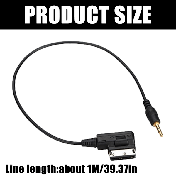 Justerbar 3,5 mm kjøretøy lydsystem AUX-kabel for AMI-port 1 meter ledning