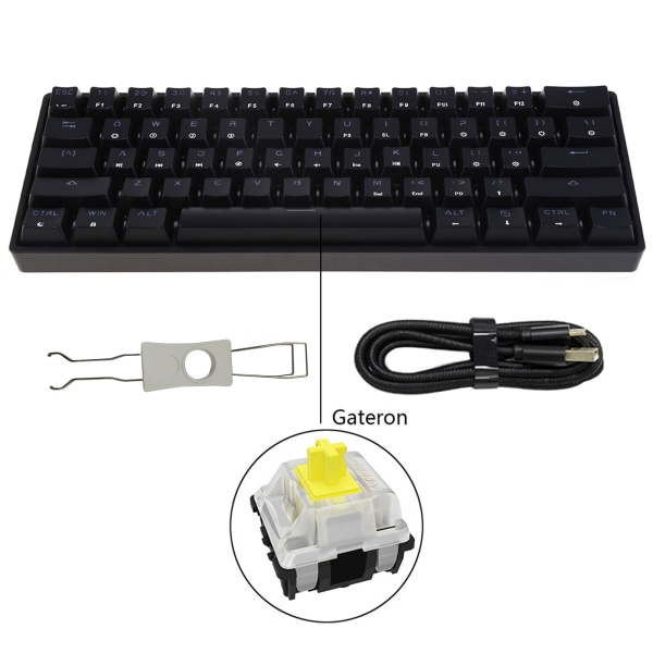 SK61 Bärbart 60 % mekaniskt tangentbord Gateron optiska omkopplare RGB Bakgrundsbelyst Hot Swappable Wired Gaming Tangentbord för PC för A