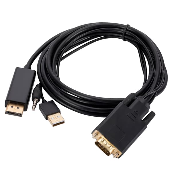 VGA til DisplayPort (DP) kabel 1,8 m DP-ledning med VGA-porter til DP-skjermer