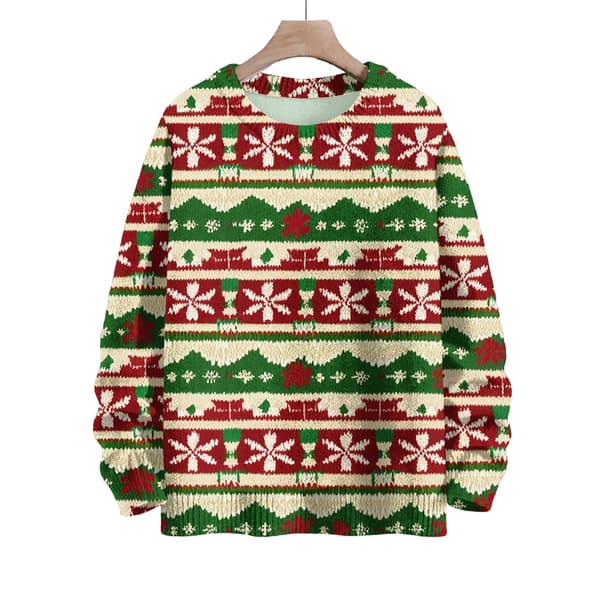Langærmet julepullover til kvinder 3D-juleprintet pullover sweatshirt Light Green S