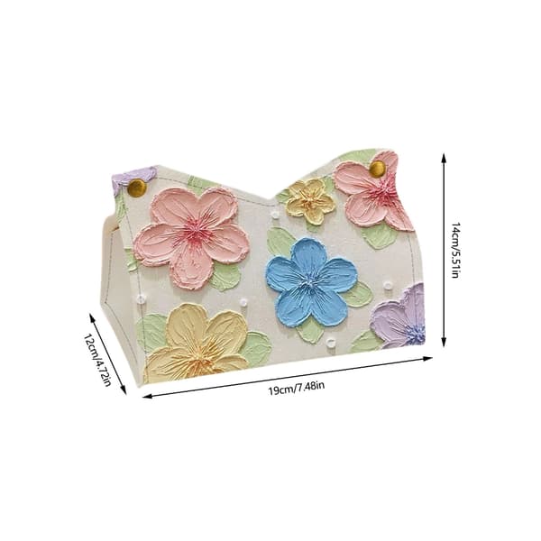 Luksuriøs blomsterdesign læder tissueholder ideel til hjem og køretøj