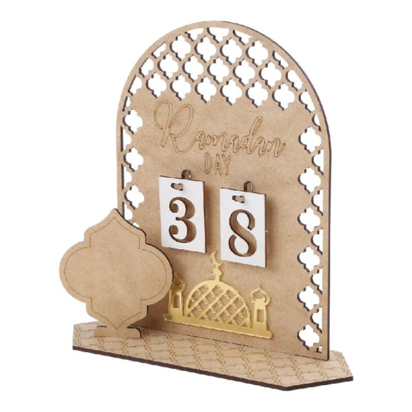 Træ Eid Ramadan Nedtællingskalender Ornament DIY Træhåndværk Dekoration