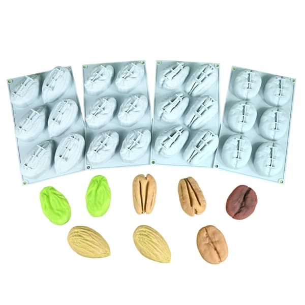 Silikone Nøddekageforme Perfekt til Mousse Chokolade og Slik Bageform 6 pecans in a row