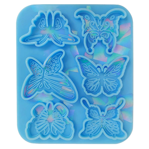 Holografisk fjärilshårnålform DIY-prydnadshänge smyckesepoxi-form Blue
