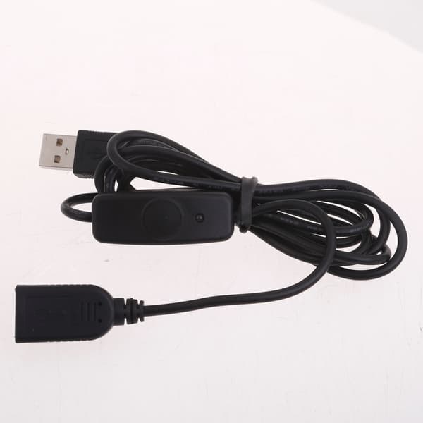 USB-forlengelseskabel hann til hunn strømledning med knappkontroll