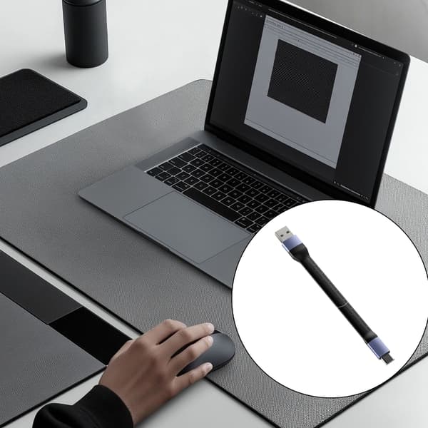 Kort Fleksibel USB C Ladekabel 40Gbps Dataoverføring PD3.1 og 15cm Flat
