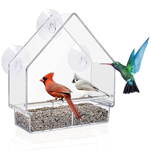 Fågelmatare med klara fönster med starka sugkoppar Hängande fågelholk utomhus Transparent fågelmatare Kolibrimatare