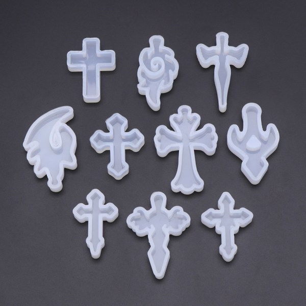 10 st/ set Spegel för kors Form Handgjorda hängsmycken Molds BPA-fria för gör-det-själv hantverk Smycken Maki