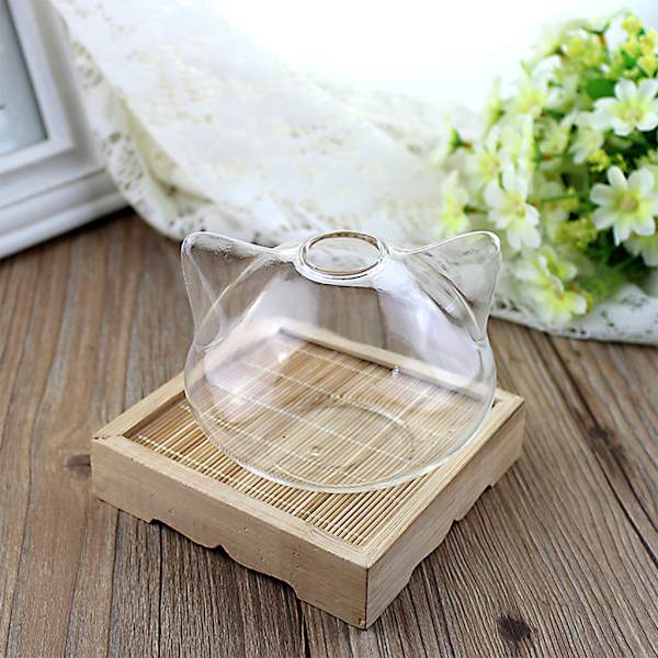 Söt för katt för huvudform Klart glas Vas Flaska Blomflaska Växter Flaska Glas Material för hemväxt Blomma Dec L