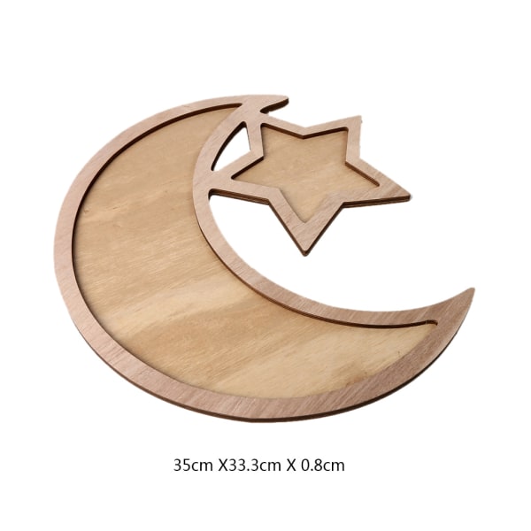 Rustik Trä Crescent Moon Srar Eid Ramadan Fest Mat Servering Bestick Desser