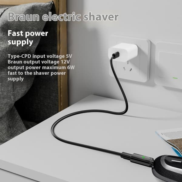 USB Typ C Laddaradapter för Dedikerade Elektriska Rakapparater med LED-indikator
