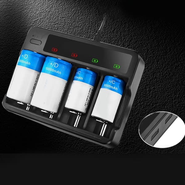 Universal AA 3A C D Batterilader for Ni Oppladbare Batterier USB