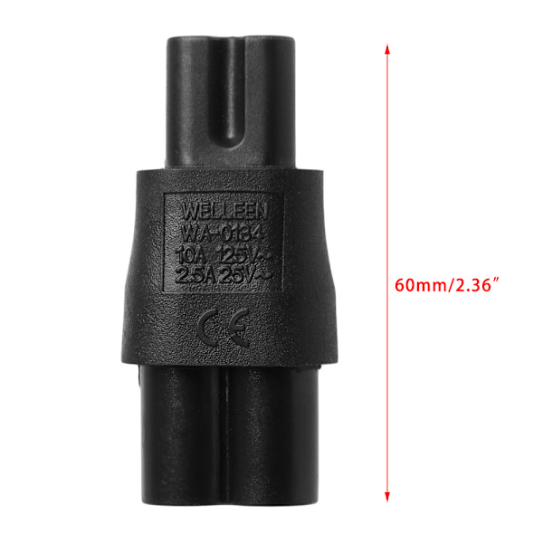 IEC 320 2-stift C7 hona till C6 power AC-adapterkonverterare