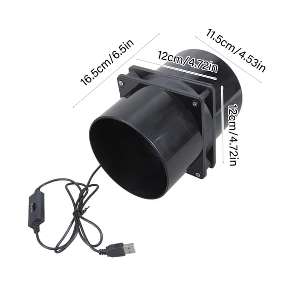 120mm Kanalvifte 3 Hastighetskontroll USB-drevet Ventilasjon For Røykfjerning