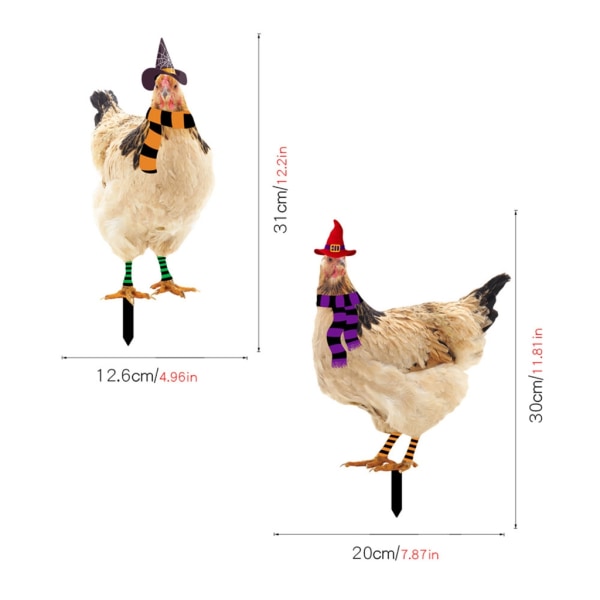 Halloween rekvisita Höna Kyckling Jordplugg Trädgårdsdekor Gårdsstake Djurskylt Kycklingdekoration Stavar Dekorativt utomhus AB