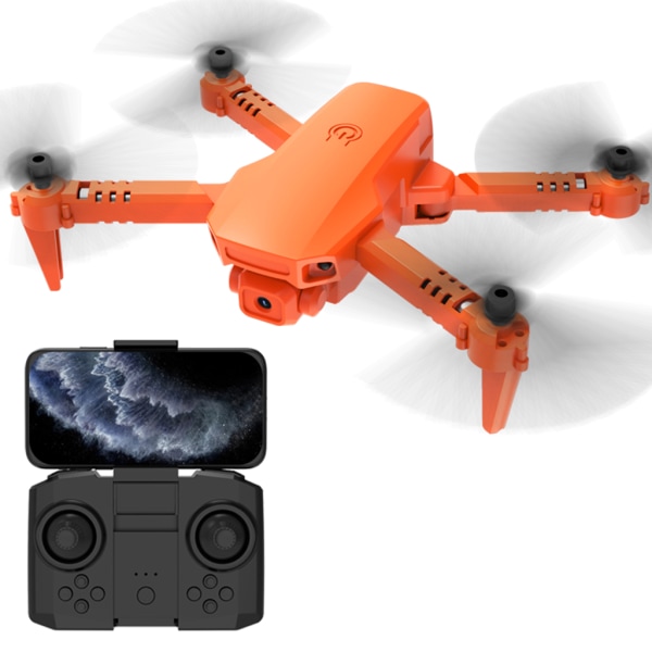 Vikbar GPS UAV Optiskt flöde blinkande ljus Antennfällbar Fjärrkontroll Flygplan WiFi FPV drone Orange Dual lens 1 battery